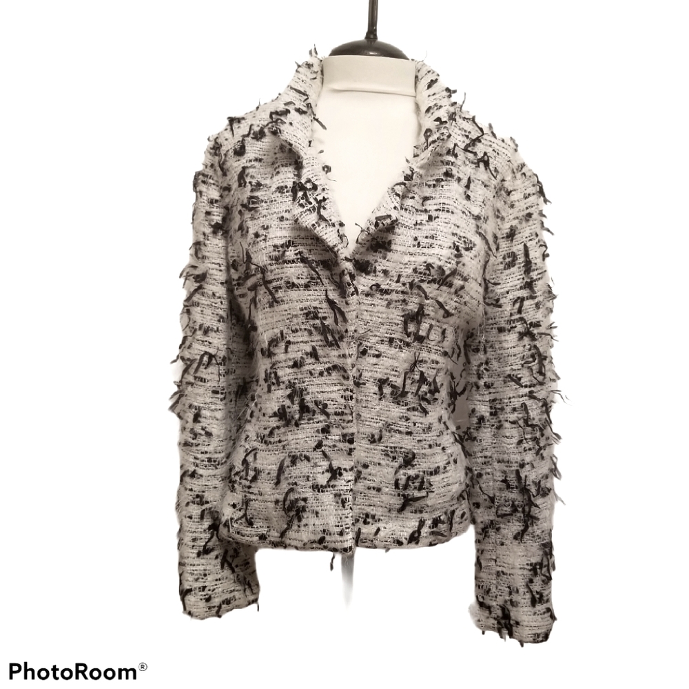 White and black Fuzzy Jacket size M
